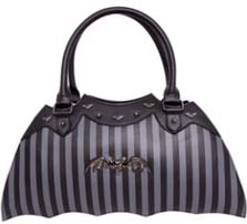 Rock Rebel black white stripe bat shape handbag
