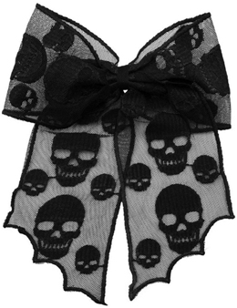 Kreepsville black skull lace hair bow