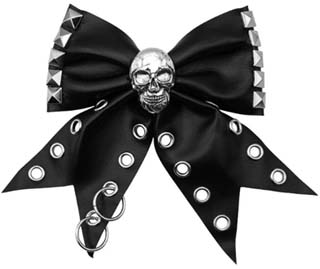 Kreepsville black skull punk stud hair bow