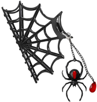 Kreepsville black spider charm web claw hair clip