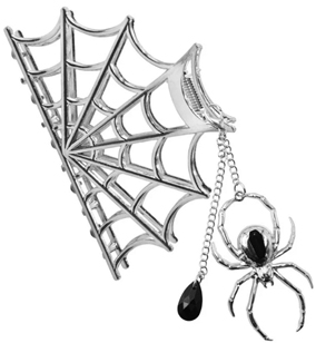 Kreepsville silver spider charm snap hair clip