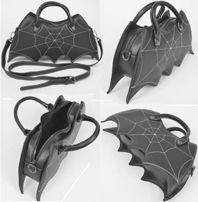 3AM black pu bat spiderweb novelty bag