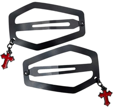 Kreepsville black cross charm coffin snap hair clip
