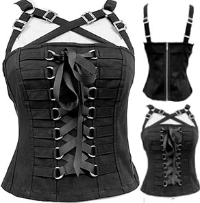 Tripp black cotton lace up corset top
