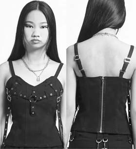 Tripp NYC black cotton Xstrap corset top