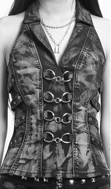 Tripp NYC black cotton peace corset vest top