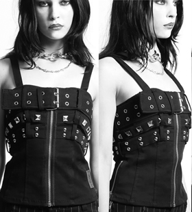 Tripp black cotton triple belted corset top