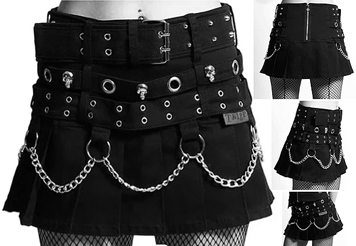 Tripp NYC black cotton Triple Belted Chain mini skirt