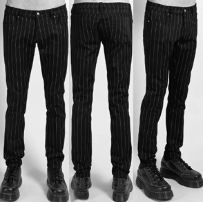Tripp mens/unisex black/white Godfather pinstripe Rocker jeans/pants