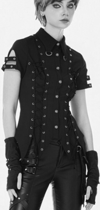 Dark in Love gothic studded lace up ladies' button up shirt