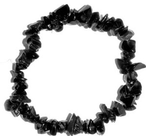 Obsidian black chip stretch bracelet