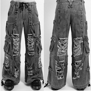 Tripp NYC black Denim Strap shredder Pant unisex pant