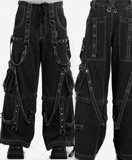Tripp NYC black Denim Strap shredder Pant unisex pant