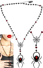 Kreepsville rosary spider charm necklace