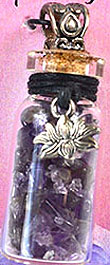 Amethyst chips bottle lotus charm necklace