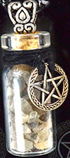 Black moonstone chips bottle pentagram charm necklace