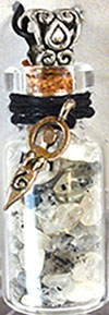 Rainbow moonstone chip bottle goddess charm necklace