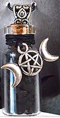 Shungite chip bottle with triple moon charm