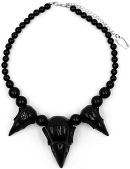 Kreepsville black crow skull necklace