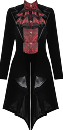 Dark in Love jacquard faux two piece red black women's tailcoatt