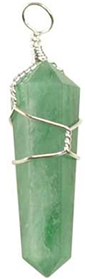 Green aventurine tumbled wire wrapped necklace