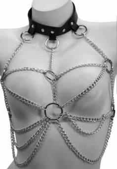 Black vinyl leatherette body harness