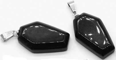 Mini coffin natural obsidian crystal pendant 