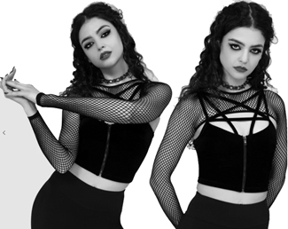 Killstar long sleeve black ladies Bite Me fishet bolero top