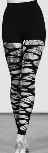 Killstar black Carved Up slashed tights/pantyhose
