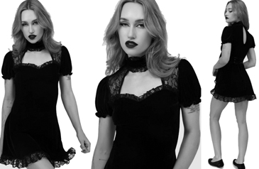 Killstar black velvet Julienne short keyhole dress