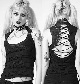 Killstar Hardy laced back distressed sleeveless ladies' top/vest