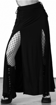Killstar Hellverina black split maxi skirt