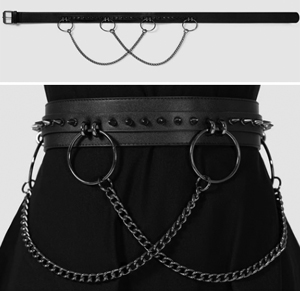 Killstar Learn from Miseries vinyl bondage chain spiked belt 