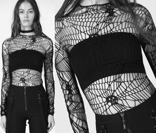 Killstar black long sleeve ladies' Web's Grasp top