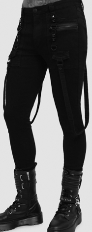Killstar Kihilist mens/unisex fitted bondage pant with straps
