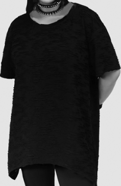 Killstar distressed poly jersey black short sleeve pointed hem Phantasmira unisex top