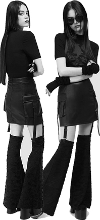 Killstar Venomyst black pu skirt with detachable leg warmers