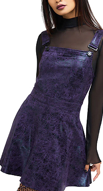 Killstar Paryce Alive purple vinyl fit and flare pinafore dress