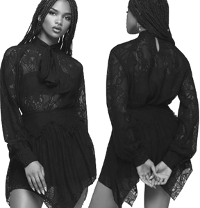 Killstar black Midnight Dance lace long sleeve blouse