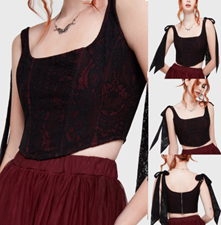 Killstar red velvet Witchwood corset top