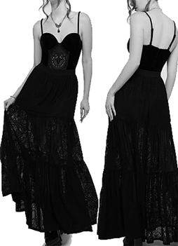 Killstar Kiss of the Night black lace maxi skirt