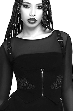 Killstar black cotton underbust embroidered Gaia corset top