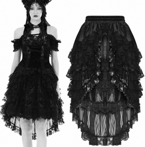 Dark in Love princess frilly high low lace skirt