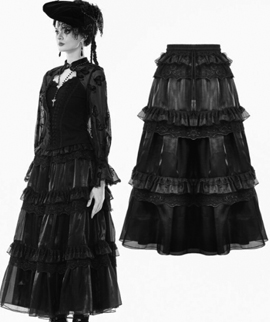 Dark in Love black moonlit rose layered maxi petticoat skirt