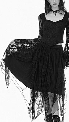 Dark in Love asymmetrical gothic lace black ruffled skirt