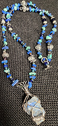 Lapis and turquoise 30 inch beaded handmade necklace