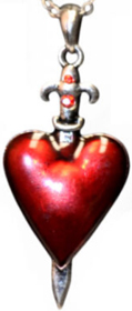 Red heart sword necklace