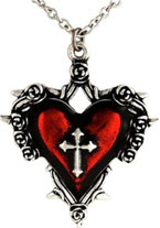 Cross red heart necklace