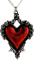 Red heart roses thorns necklace