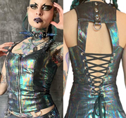 Lip Service oil spill Hardcore classic pvc bustier top.